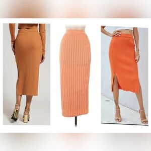 Orange Pleated Skirt